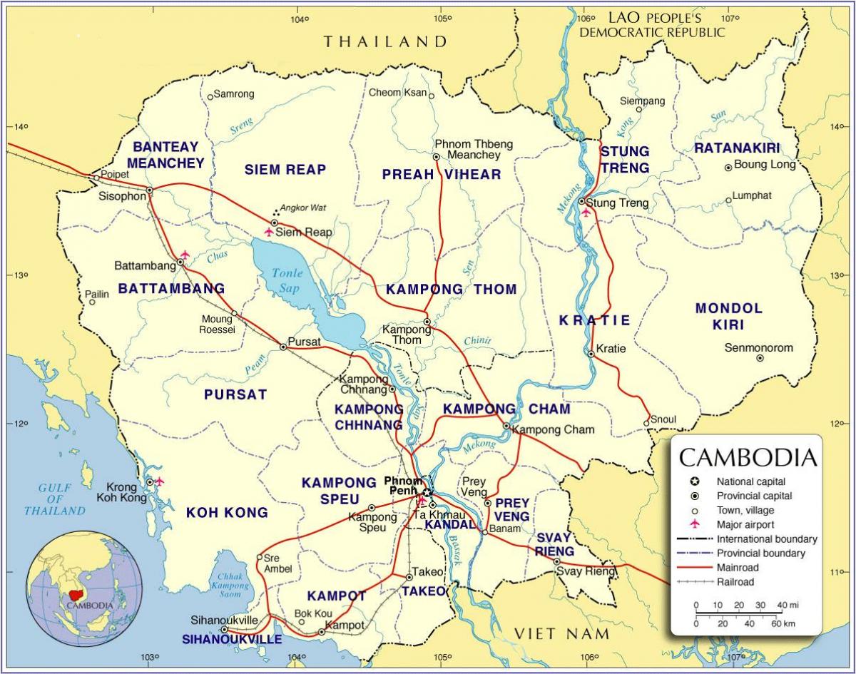 Карта на Камбоджа път