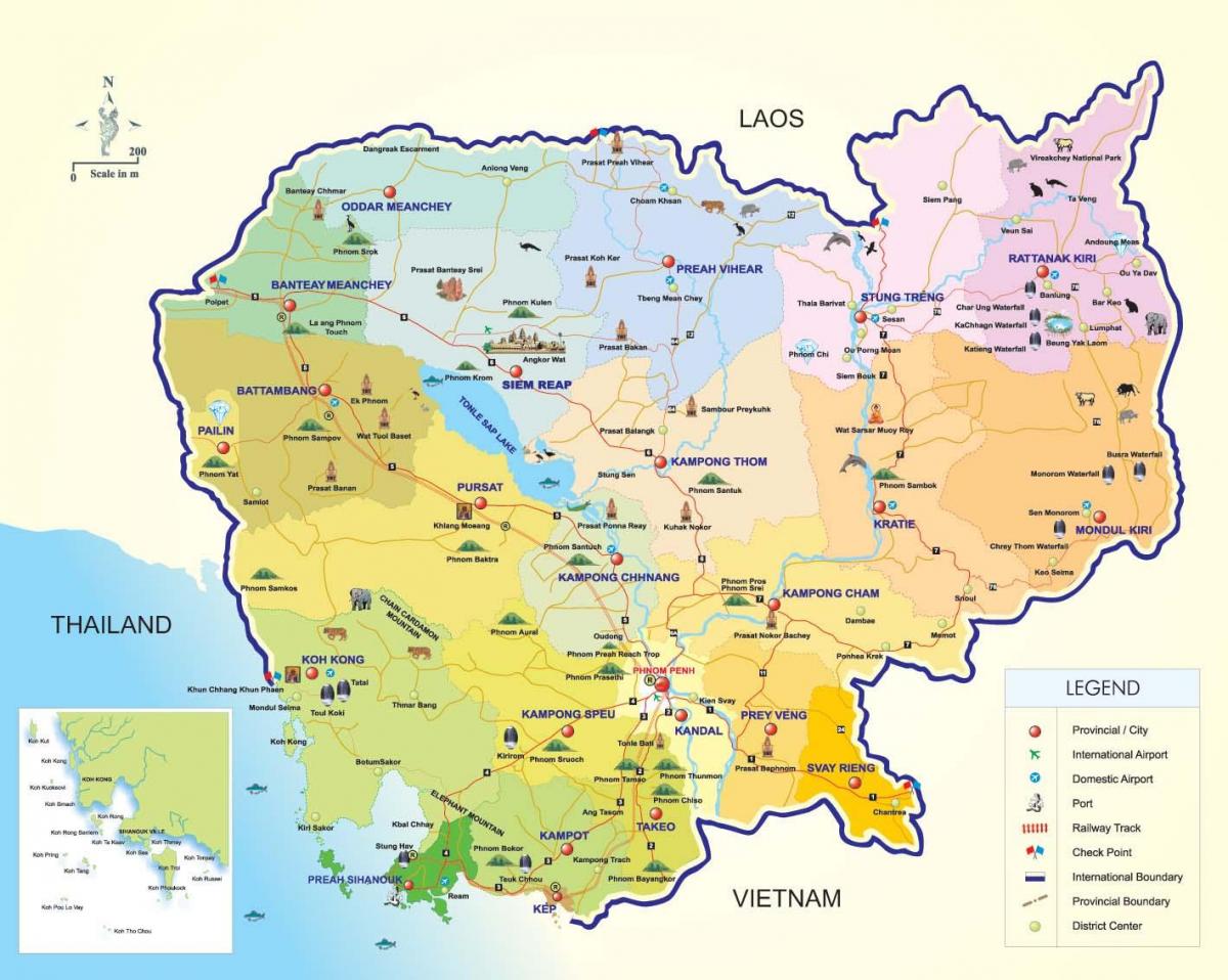 Карта Камбоджа-близко летище