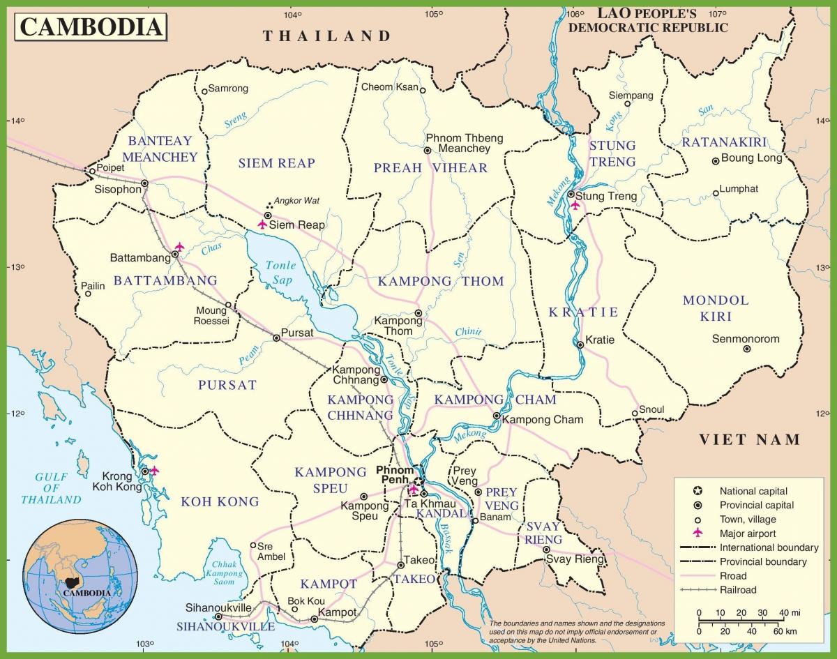 Карта на Камбоджа политически
