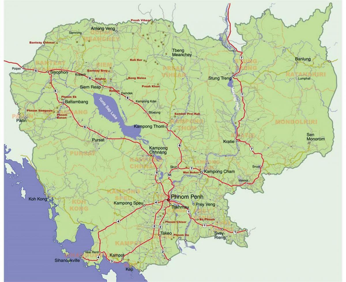 подробна карта на Камбоджа