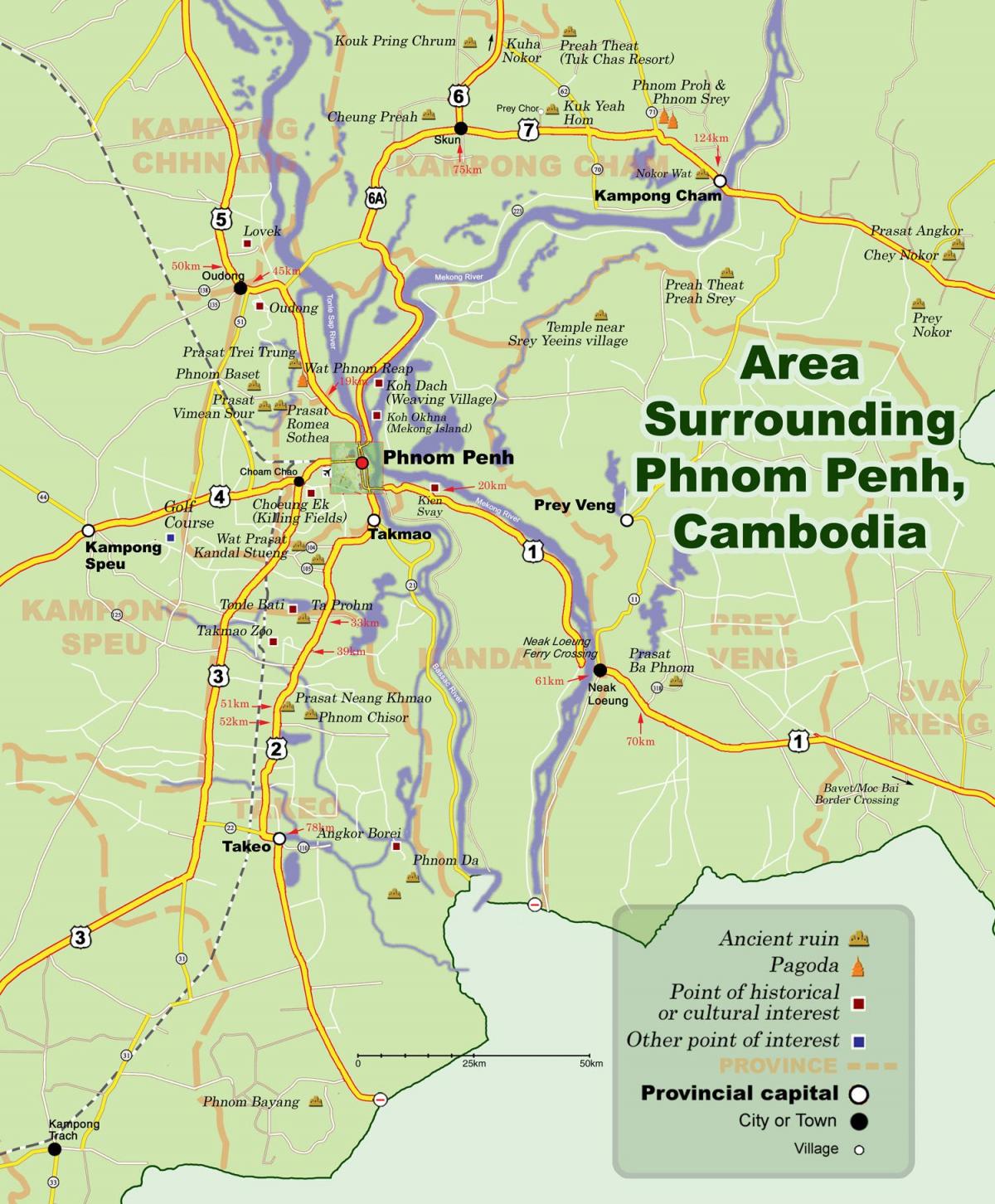Карта на пном пен, Камбоджа
